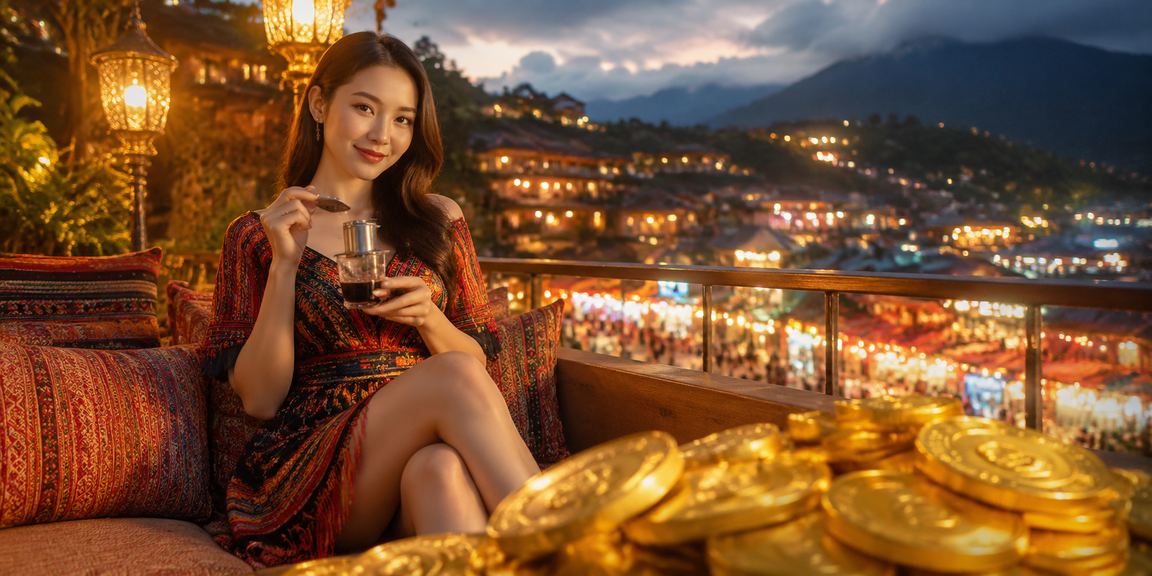 Người dùng tại Sapa nhâm nhi cà phê và theo dõi tỷ lệ cá cược thể thao trên điện thoại